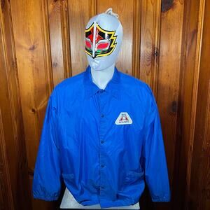 K-BRAND XL Big A Auto Parts Blue Bomber Jacket Vintage 80s Snap USA